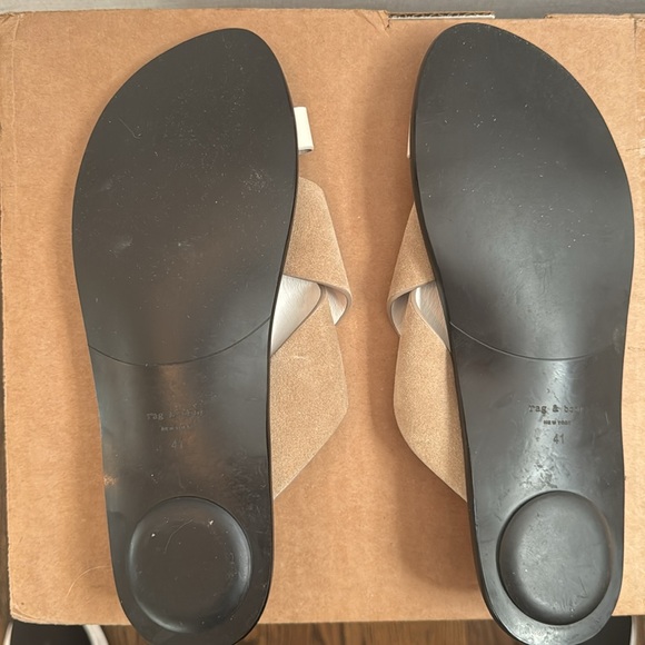Rag & Bone Beige & White Sandals US Women’s Size 11 But Fits Like Sizes 9 to 10 - Picture 2 of 2